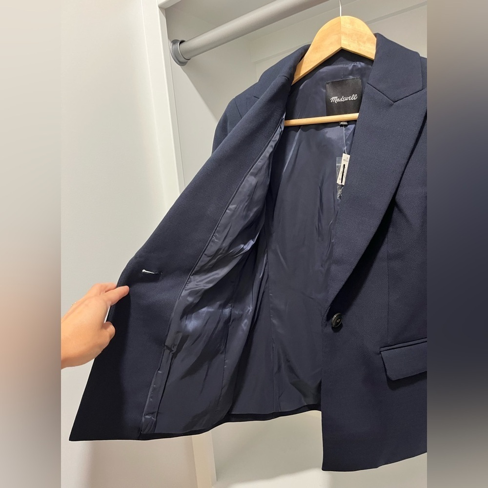 Madewell Womens The Alston Blazer Dark Navy Size 00 NS390 NEW $218 classic - Picture 7 of 13